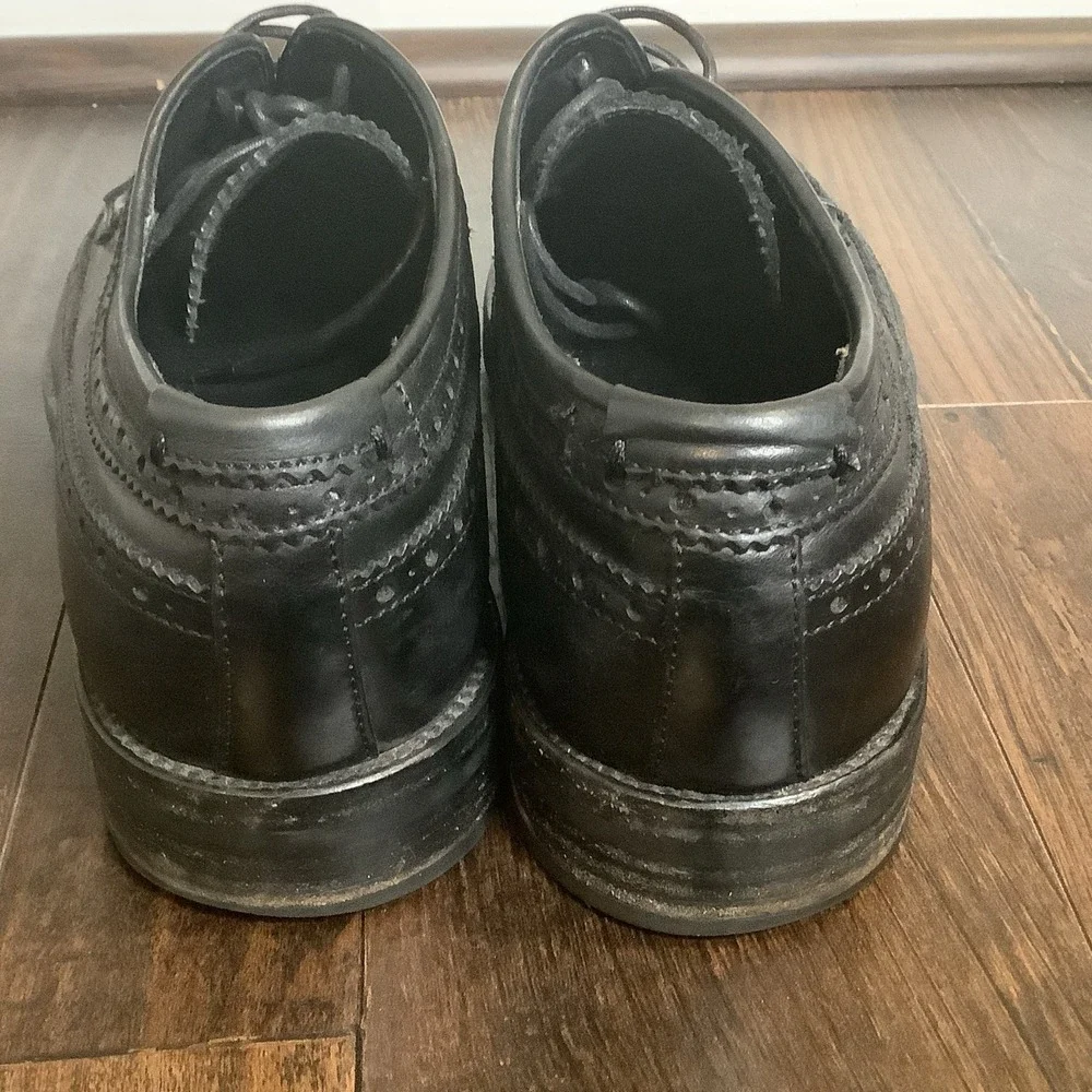 Aquatalia Made In Italy Men's Leather Wingtip Oxford Shoes Black Size 10